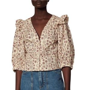 Sandro Sun and Floral-Print Blouse